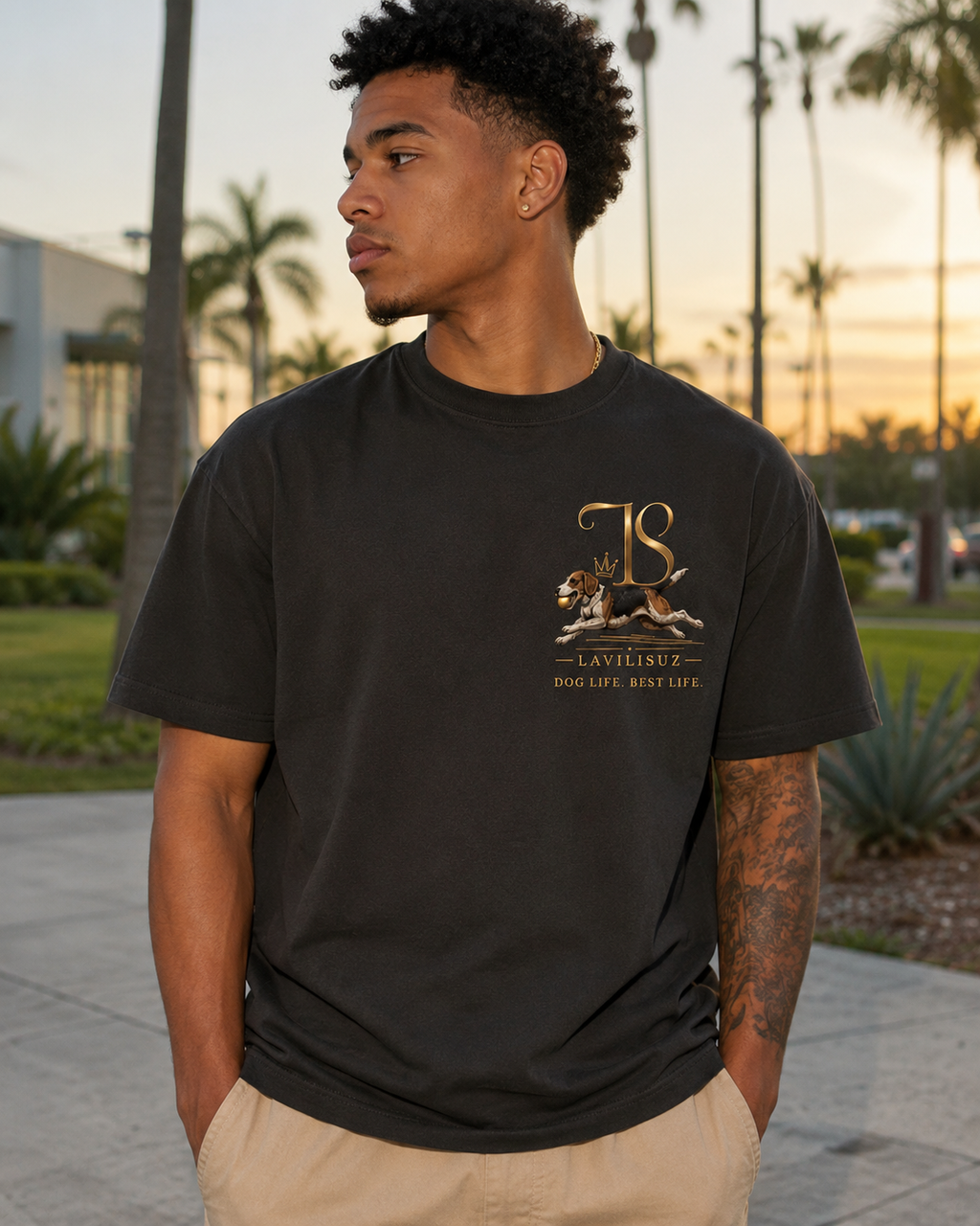 Lavilisuz Dog Life. Best Life. Tee — Charcoal
