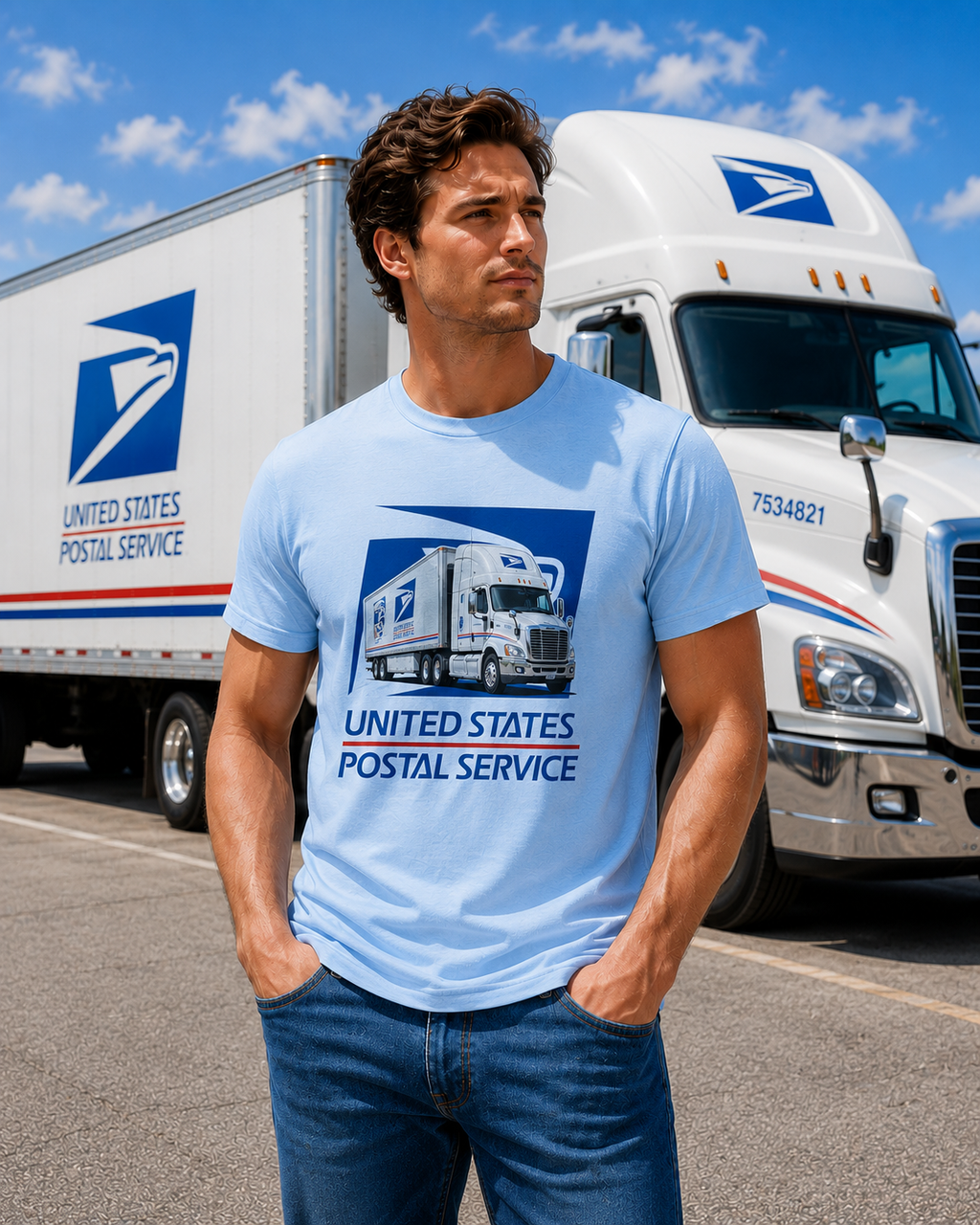 USPS Postal Service Graphic Tee – Light Blue