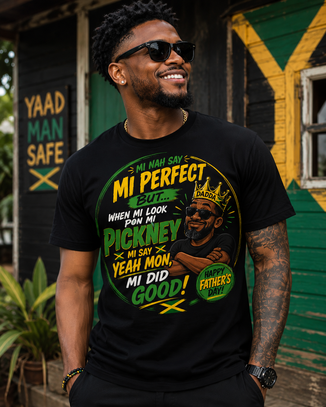 Mi Nah Say Mi Perfect But... Jamaican Father's Day Graphic Tee