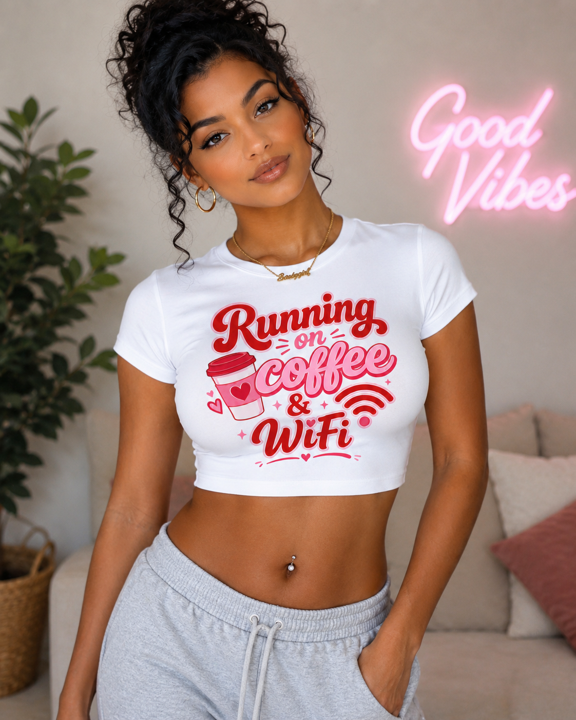 Running on Coffee & WiFi Crop Tee