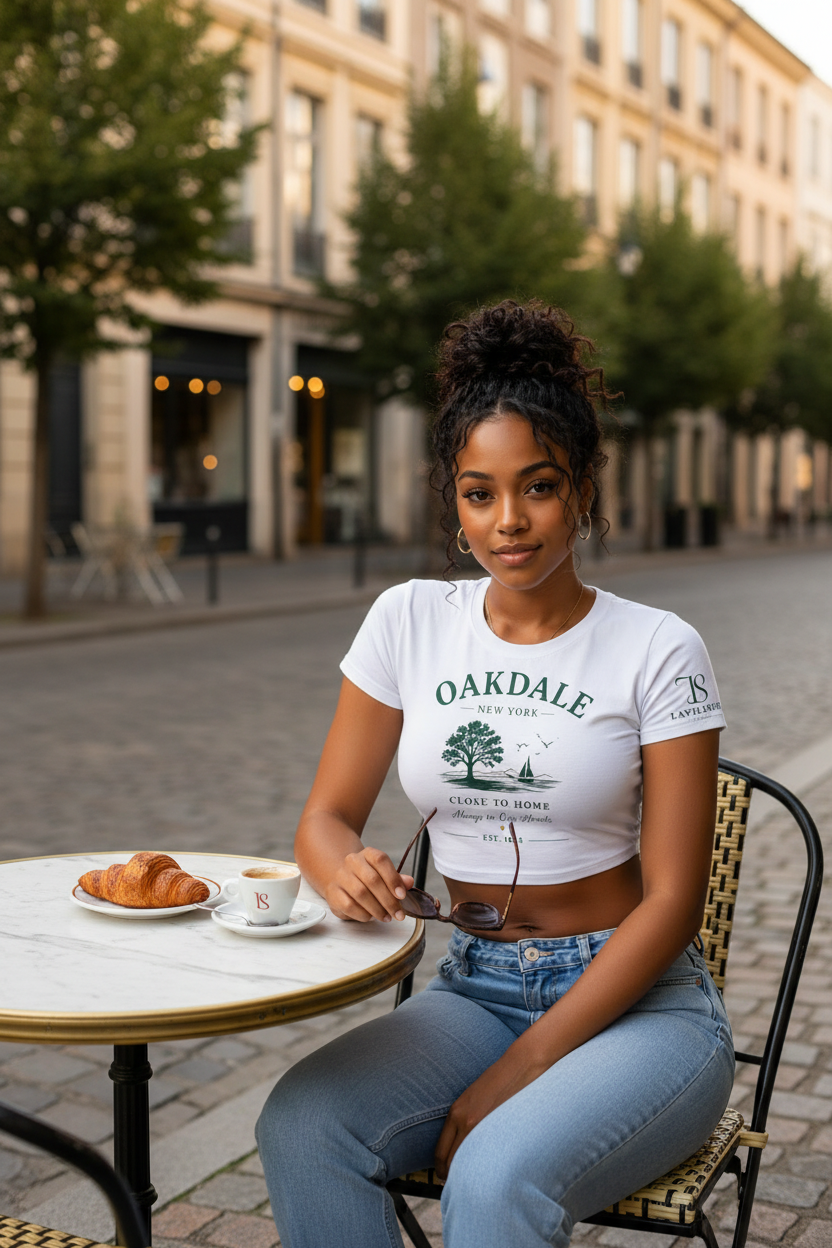 Oakdale  new York woman's crop T-shirt