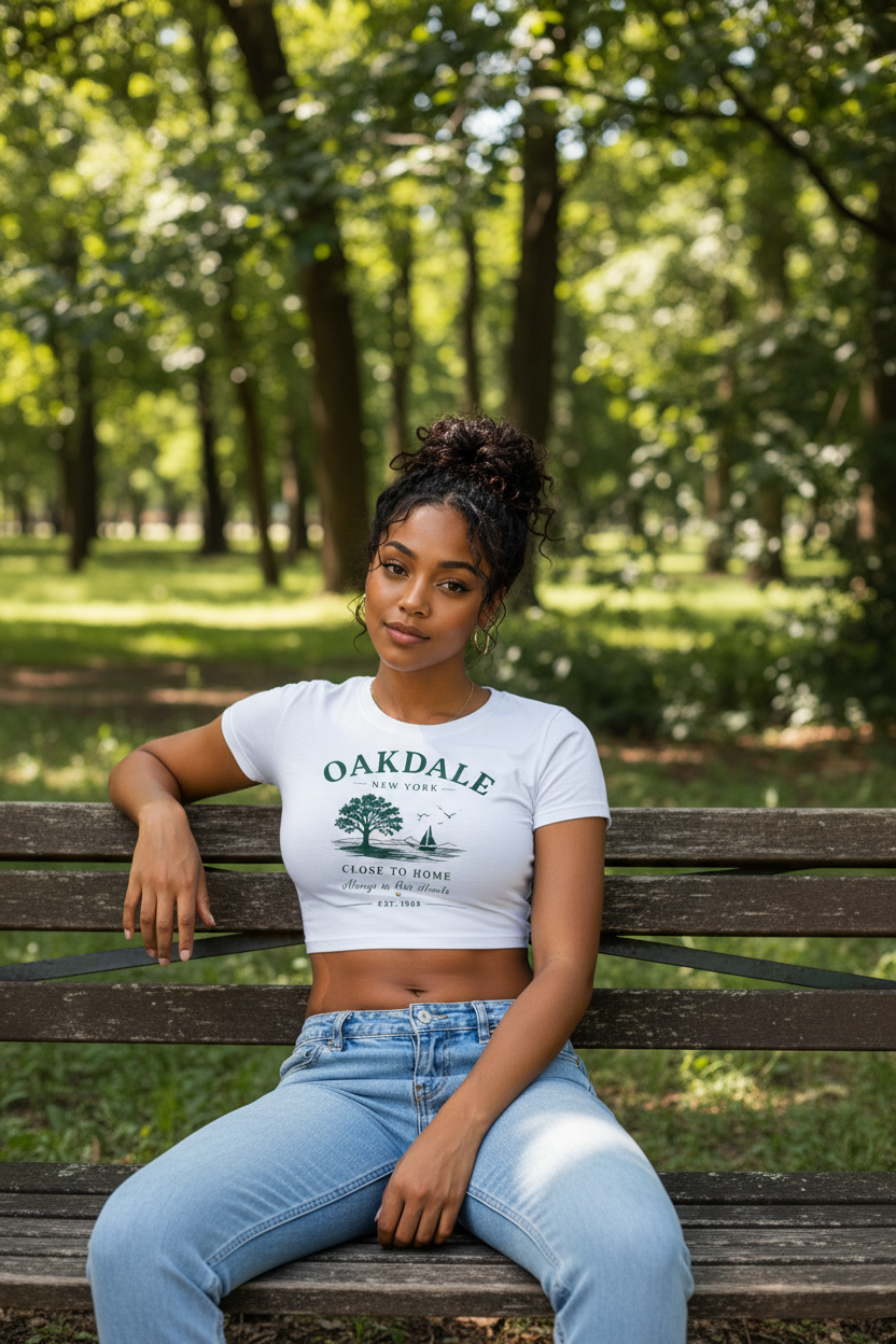 Oakdale  new York woman's crop T-shirt